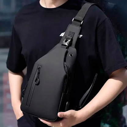 Bolso de Pecho para Hombre con Puerto USB – Estilo Casual y Moderno